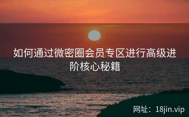 如何通过微密圈会员专区进行高级进阶核心秘籍